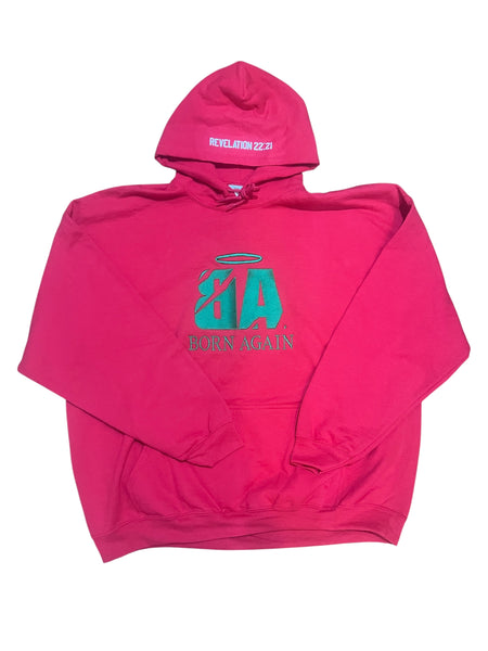Red Hoodie Green Logo White Scripture 